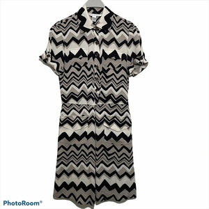 DIANE von FURSTENBERG Silk Chevron Shirt dress 6